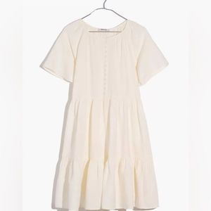 Madewell Linen-Blend Flutter-Sleeve Tiered Mini Dress Size S